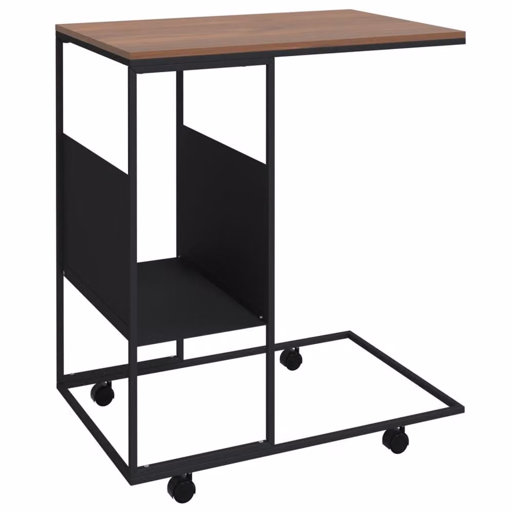 Berkfield Home Side Table with Castors, Black, W: 55 cm, D: 36 cm, H: 63.5 cm – 3