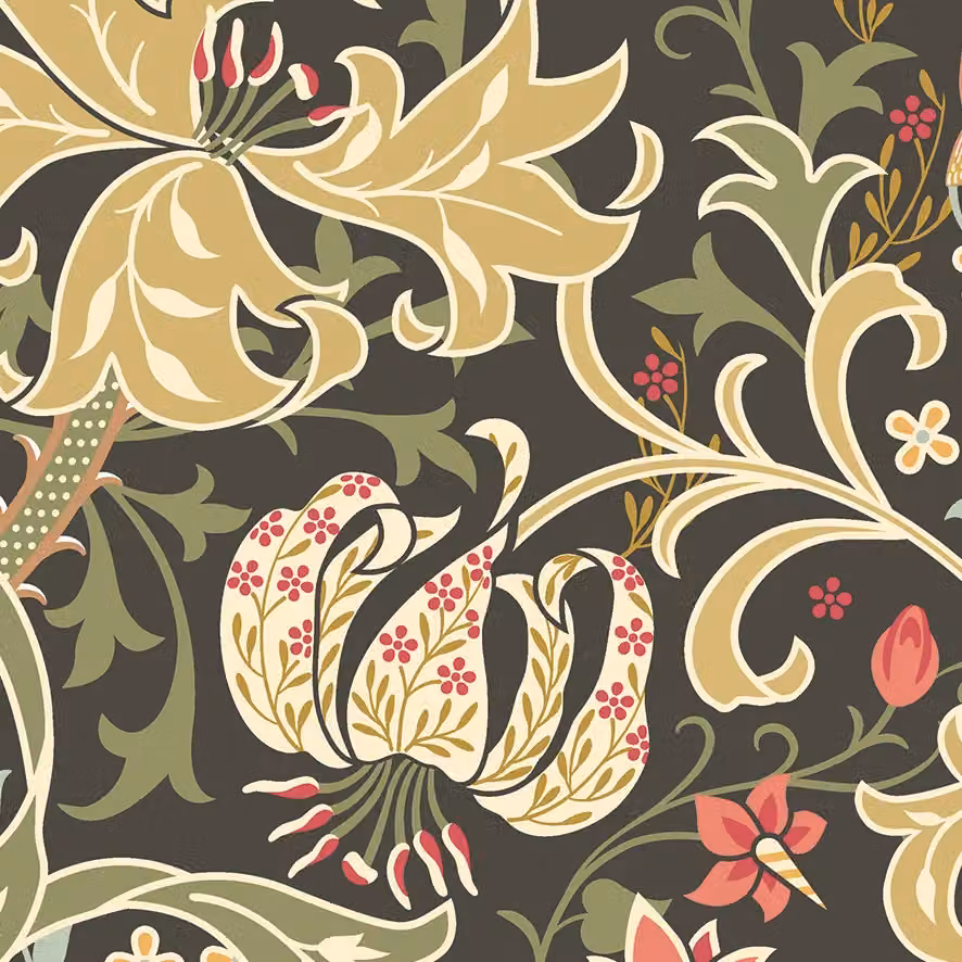 Origin Murals Trailing Lily Floral Wall Mural in Black and Multicolour, W: 350 cm, H: 280 cm – 3