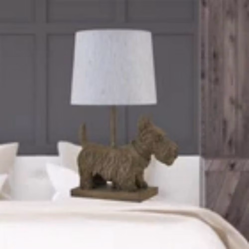 Havendro Scottie Dog Retro Table Lamp in Grey with Fabric Shade – 3