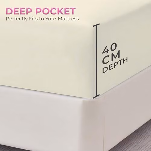 Snug City Microfibre Soft Touch Extra Deep Fitted Sheet, Beige, W/D/H: 120 x 200 x 40 cm – 3