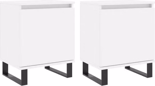 Berkfield Home Set of 2 White Bedside Cabinets, W/D/H: 40 x 30 x 50 cm