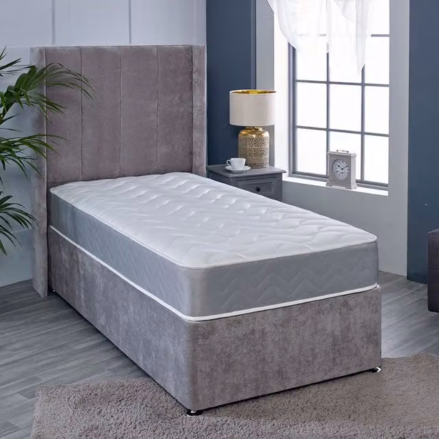 Starlight Beds Soft Memory Foam Hybrid Sprung Mattress in Grey, W/D/H: 90 x 190 x 18 cm