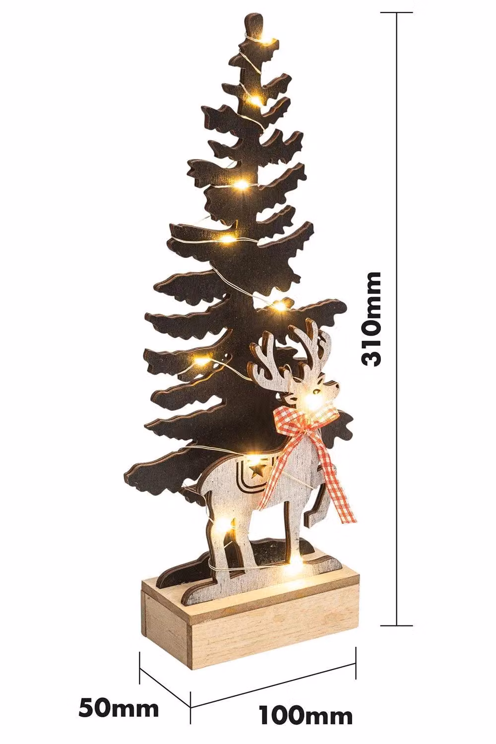 Netagon Battery Powered Wooden Tabletop Christmas Tree Light Effect in Beige – 2