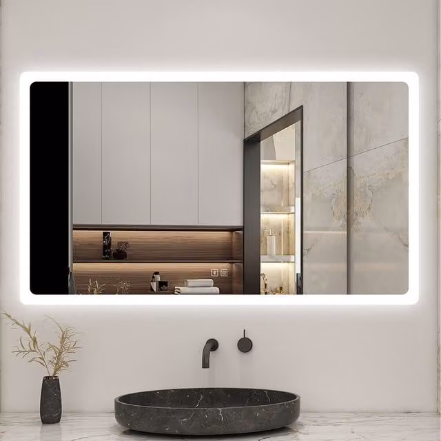 AicaBathroom LED Rectangular Bathroom Mirror in White, Width: 120 cm