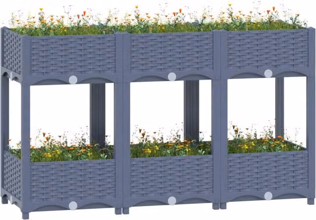 Berkfield Home Grey Polypropylene Raised Bed W/D/H: 120 x 40 x 71 cm
