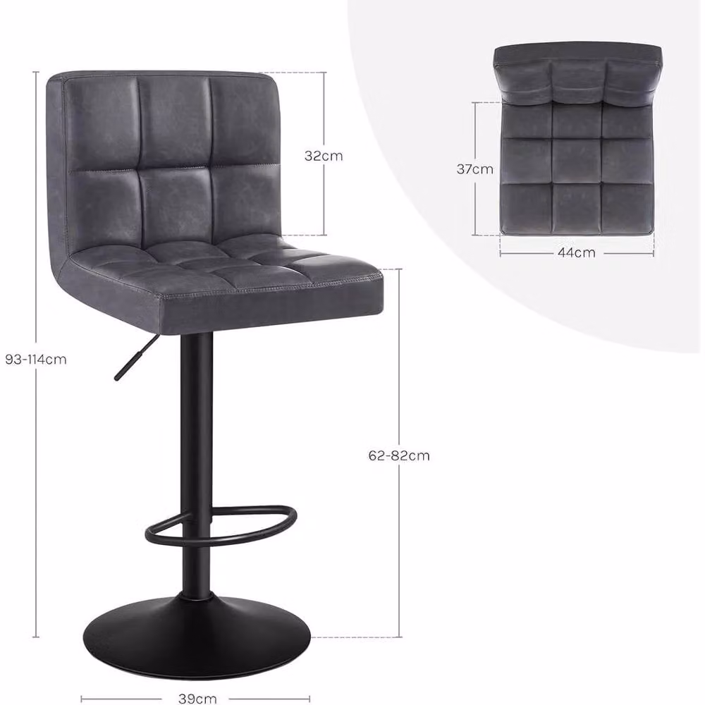 FORGEVIO Anthracite Faux Leather Bar Stool in Dark Grey – 5