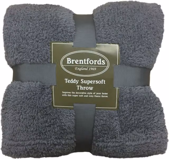 Brentfords Charcoal Grey Teddy Fleece Throw, W/D/H: 125 x 150 cm – 1