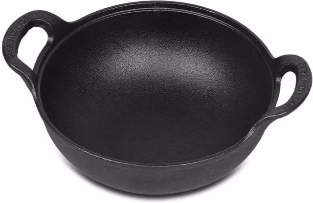 FLAVORA Uncoated Cast Iron Shallow Casserole Saute Pan in Black, W: 100 cm, H: 15 cm, D: 15 cm