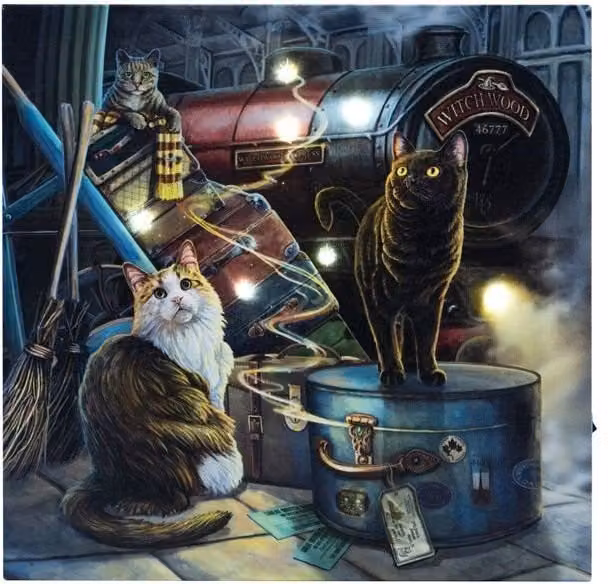 KDMD Witchwood Express Light Up Canvas Plaque in Blue and Multicolour, W/D/H: 30 x 30 x 30 cm – 1