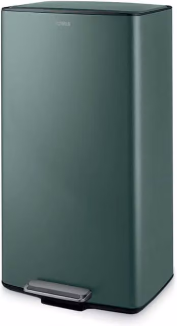 Tower Rectangular Pedal Bin in Green with Removable Inner Bucket and Odour Filter, W/D/H: 40.0 x 38.2 x 69.8 cm