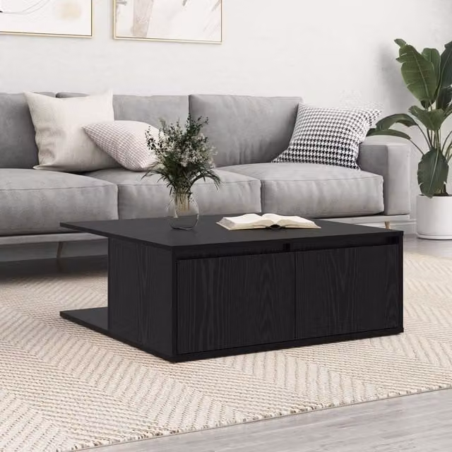Berkfield Home Black Oak Coffee Table, W/D/H: 80 x 80 x 31 cm – 1