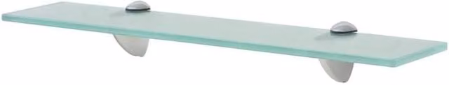 Berkfield Home Set of 2 Clear Glass Floating Shelves, W: 50 cm, D: 10 cm, Thickness: 8 mm