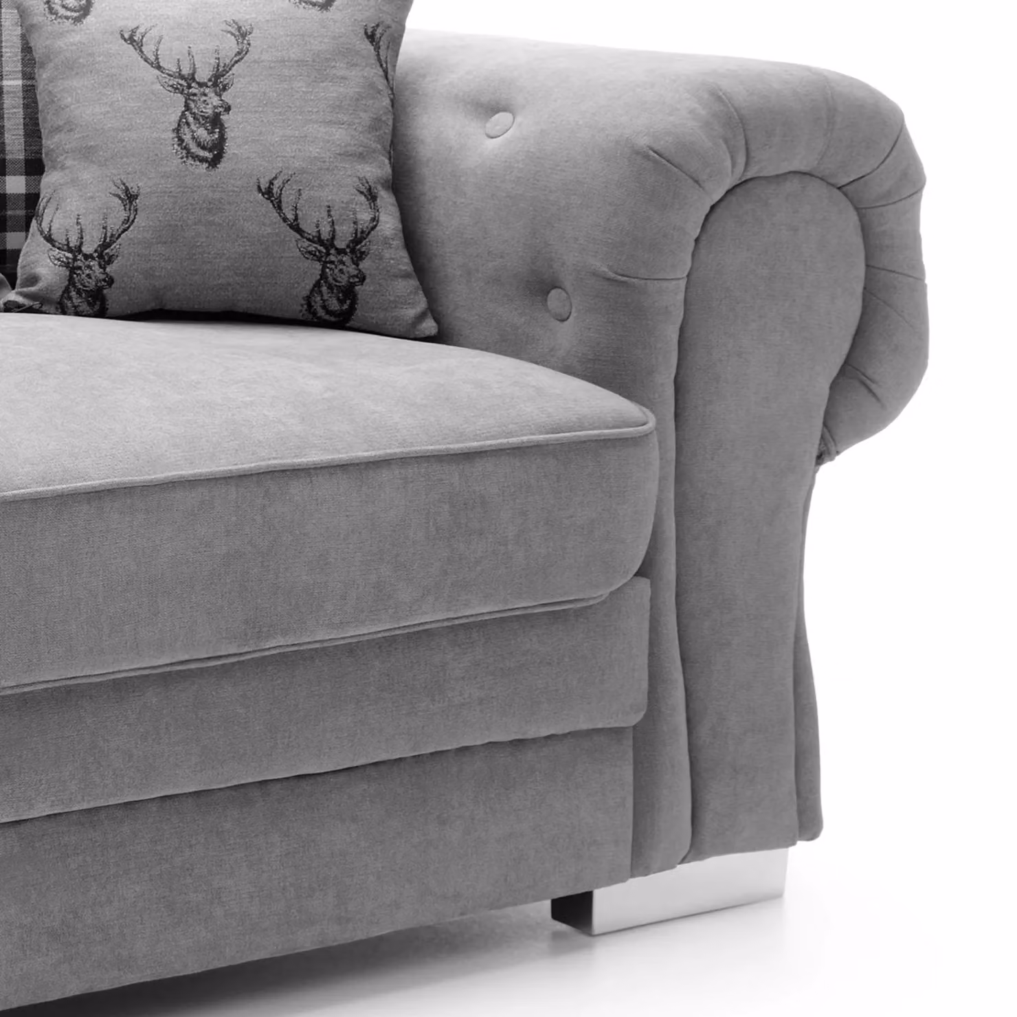 Abakus Direct Verona 3 Seater Fabric Sofa in Grey, W: 198 cm, D: 88 cm, H: 80 cm – 4