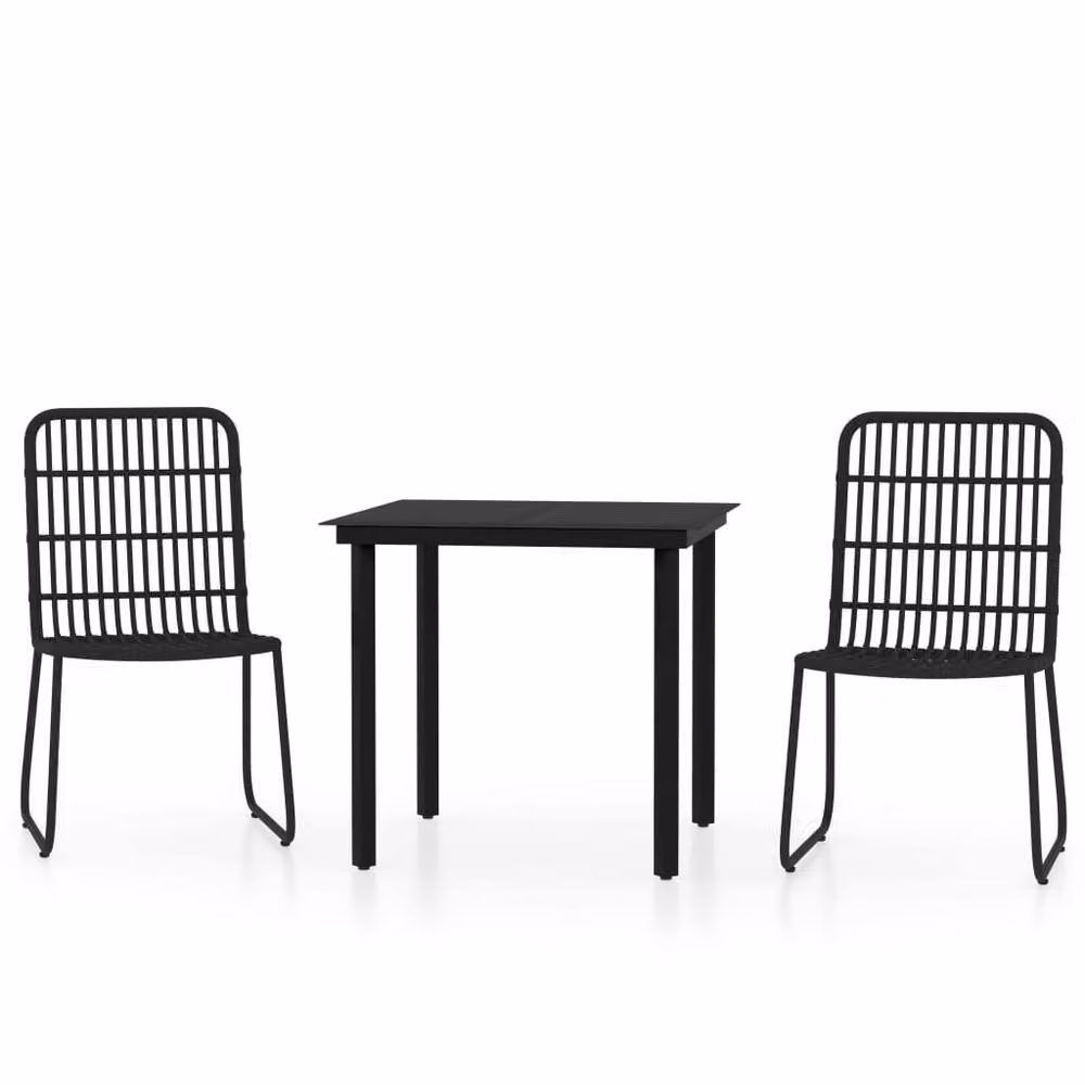 Berkfield Home 3 Piece Modern Garden Dining Set in Black – 2