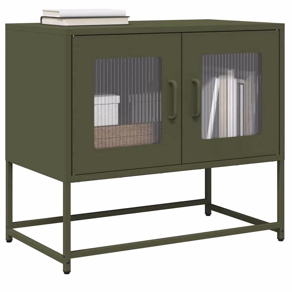 Berkfield Home Industrial TV Cabinet in Matt Olive Green, W/D/H: 68 x 39 x 60.5 cm – 2