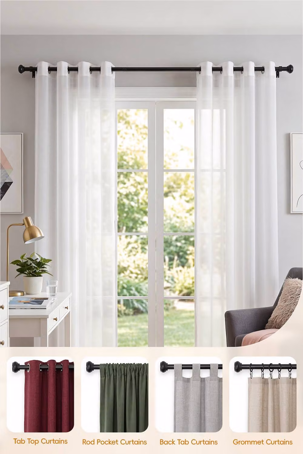 Living and Home Black Aluminium Alloy Telescopic Curtain Rod with Brackets – 4