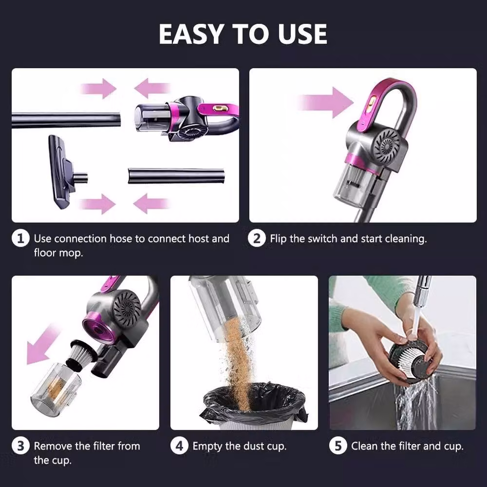 Nordara 4 in 1 Cordless Stick Handheld Bagless Vacuum Cleaner with HEPA Filter in Purple – 4