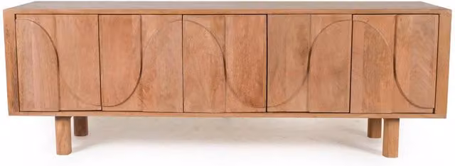 Elm Home And Garden Scandinavian Mango Wood TV Unit in Beige and Brown – 1