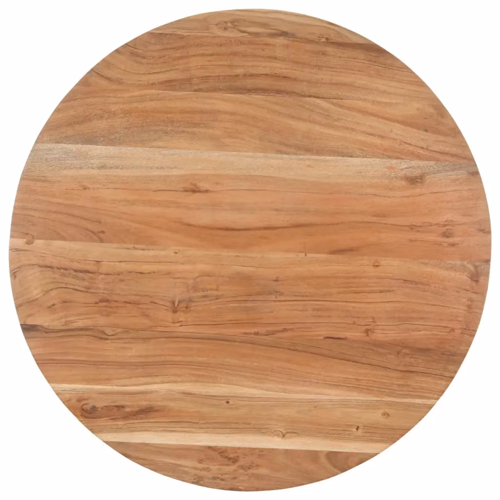 Berkfield Home Round Solid Acacia Wood Dining Table in Brown and Black, Diameter: 80 cm – 2