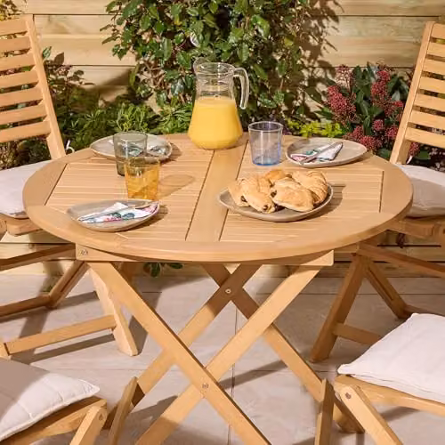 Rowlinson Ashdown Four Seater Round Wooden Dining Set in Brown – 2