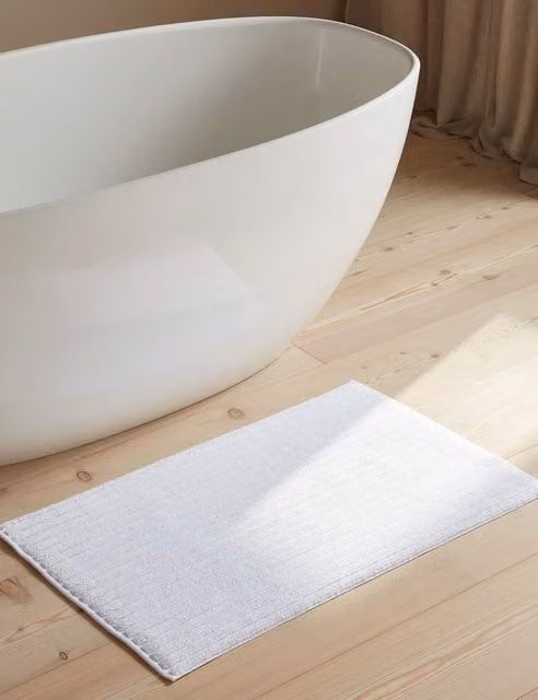 Bedfolk Pure Cotton Ribbed Plush Bathmat White