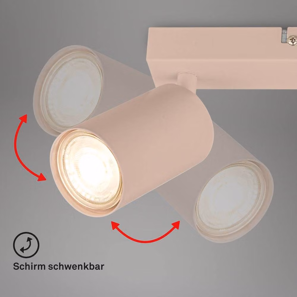Briloner Beige Modern Metal Ceiling Spotlight with 3 Adjustable GU10 Lights – 2