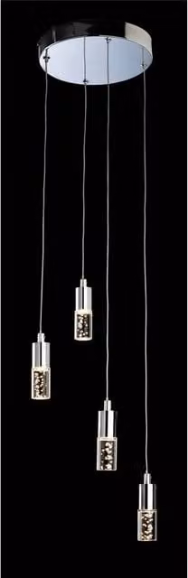Netlighting Focus LED 4 Light Cluster Pendant in Chrome with Grey Transparent Acrylic Bubble Spheres