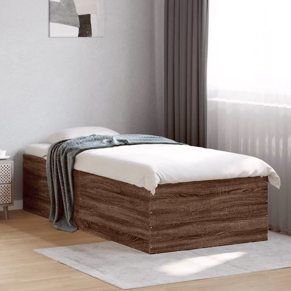Berkfield Home Single Bed Frame in Brown Oak, W/D/H: 90 x 190 cm – 2
