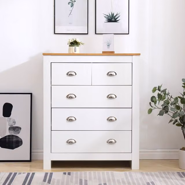 HMD 5 Drawer Chest of Drawers in White