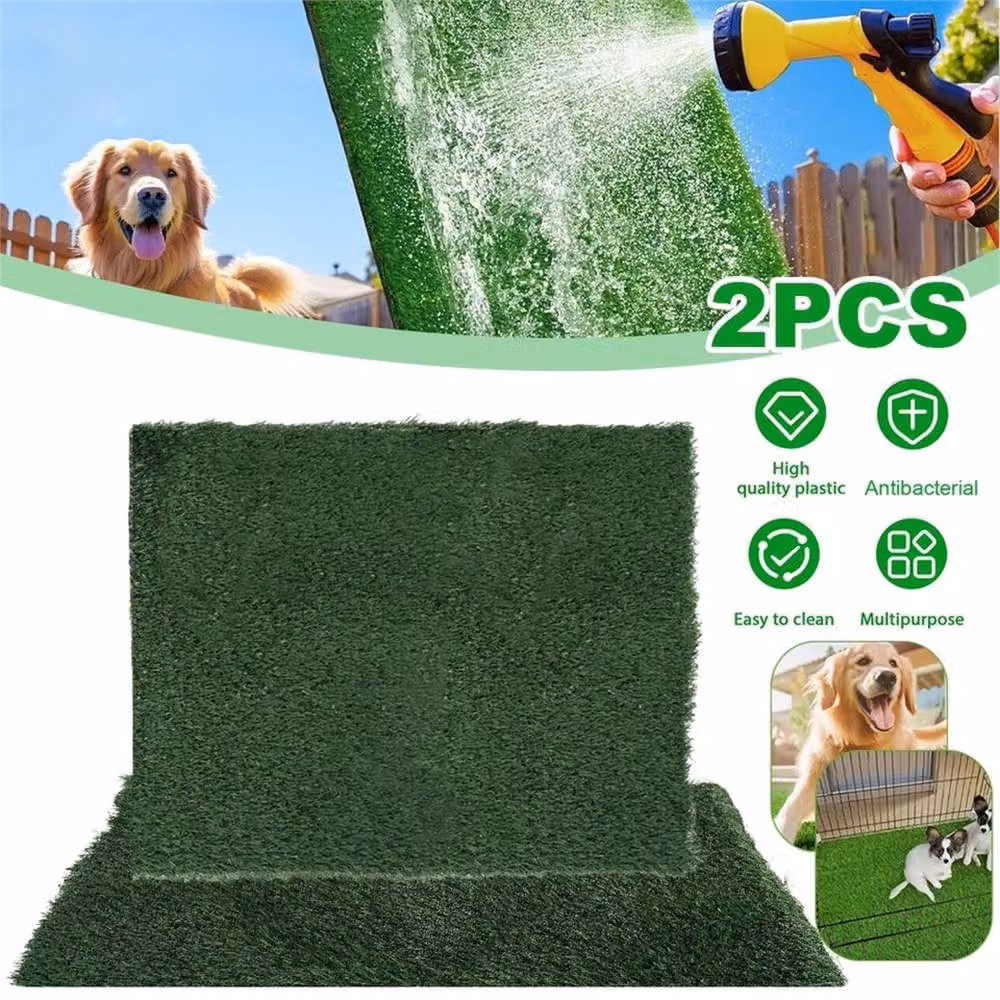 Nordara 2-Piece Green Simulated Lawn Pad Indoor Pet Daily Activity Cushion, W/D: 100 x 100 cm – 3