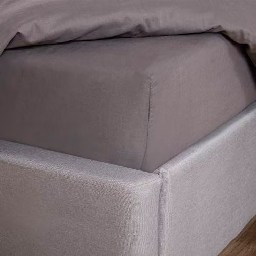 Highams Superking Fitted Sheet Grey Polycotton W/D/H: 180 x 200 x 30 cm