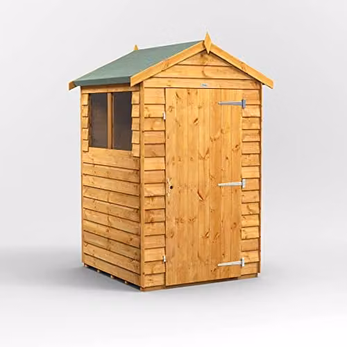 Powersheds Premium Apex Overlap Wooden Garden Shed in Brown with Toughened Glass Windows