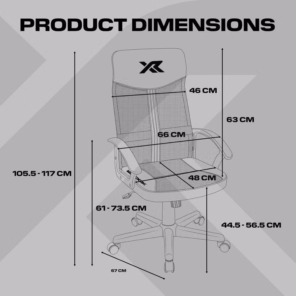 X Rocker Vanguard Black Fabric Gaming Chair with Headrest and Armrests, H 117 x W 67 x D 67 cm – 3