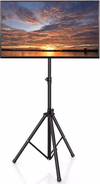 Costway Tripod TV Stand with 5-Position Height Adjustment and Swivel Function in Black – 1