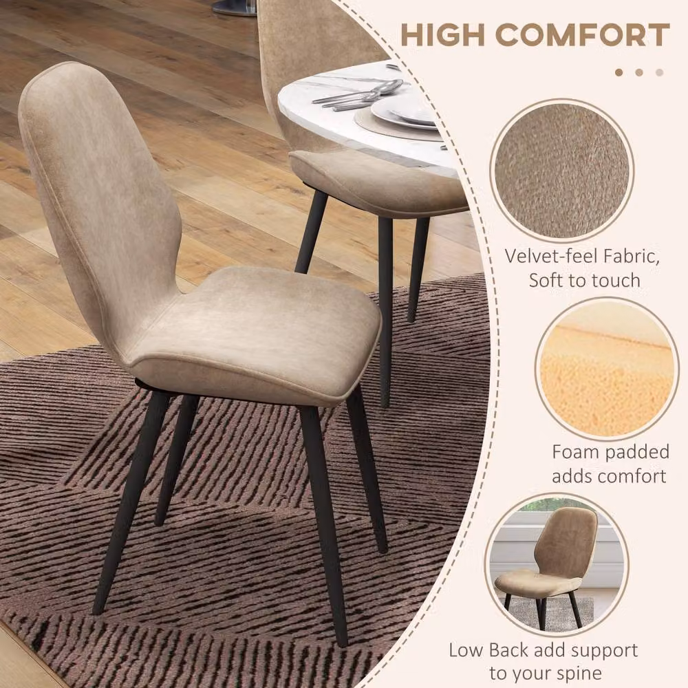Wyld Haus Sumaba Set of 2 Brown Velvet Dining Chairs with Metal Legs – 5