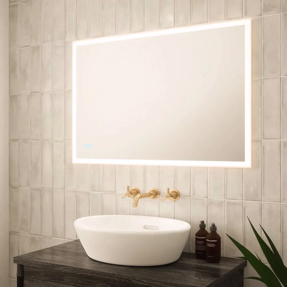 Loops LED Bathroom Mirror with Demister and Tunable White Diffused Border, W/H: 60 x 90 cm, White – 2
