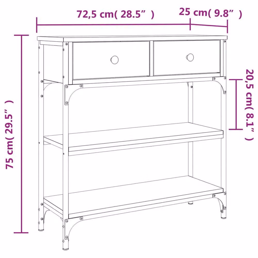 Berkfield Home Smoked Oak Console Table in Brown, W/D/H: 72.5 x 25 x 75 cm – 5