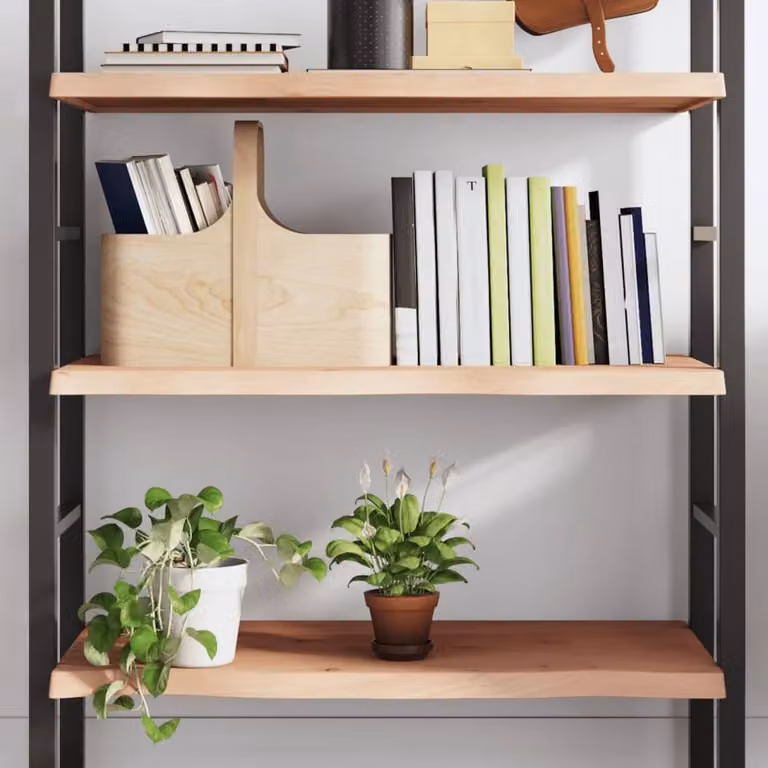 Berkfield Home Beautiful Wall Shelf in Untreated Solid Oak, Light Tan, W/D/H: 80 x 50 x 2-4 cm