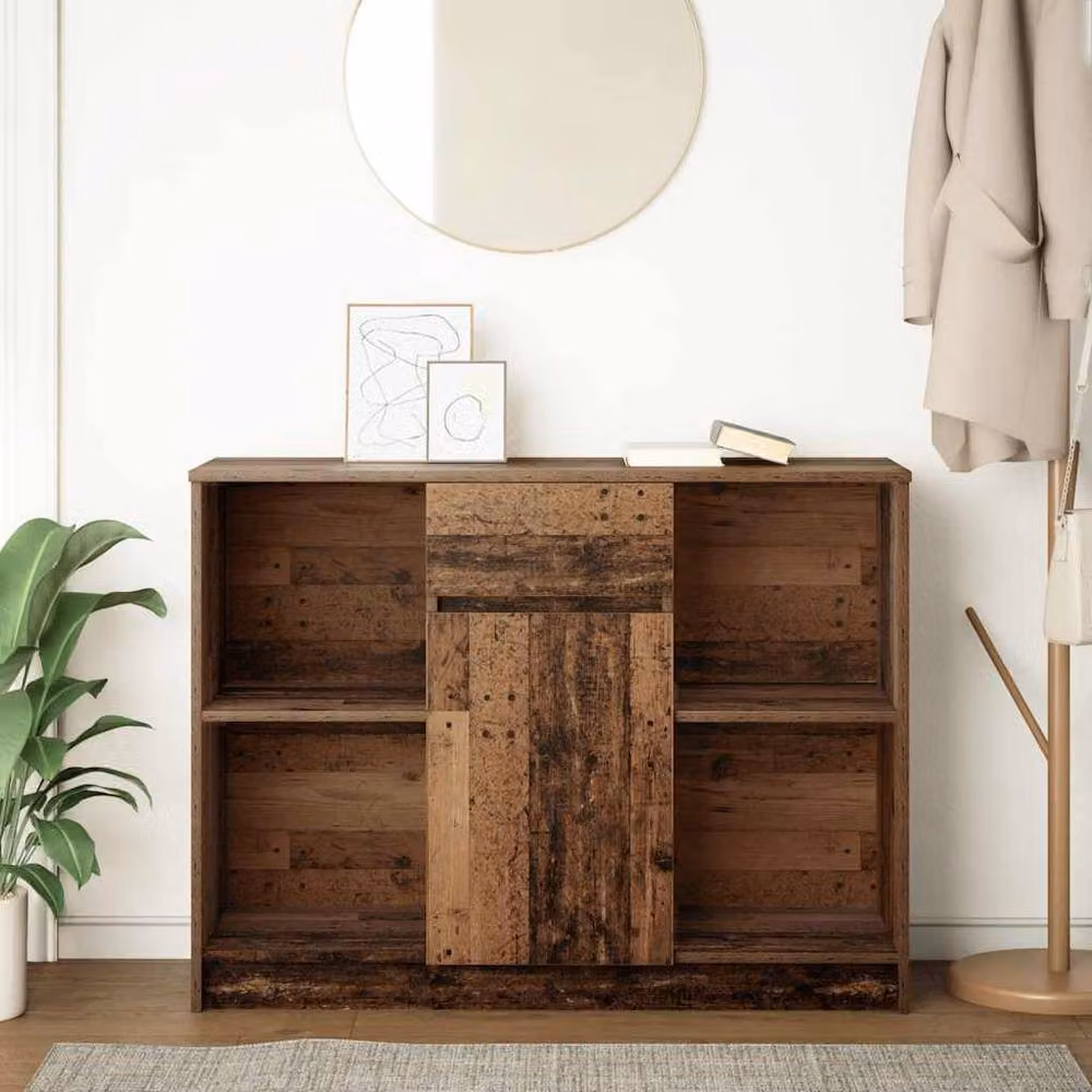 Berkfield Home Rustic Sideboard with Drawer in Old Wood Brown, W/D/H: 101 x 35 x 76 cm – 3