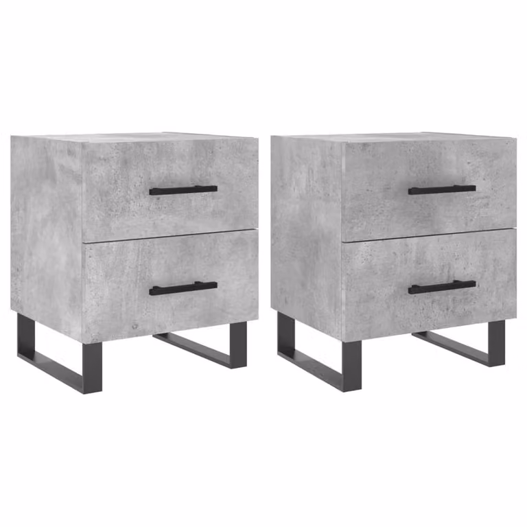 Berkfield Home Set of 2 Modern Bedside Cabinets in Concrete Grey, Engineered Wood, W/D/H: 40 x 35 x 47.5 cm