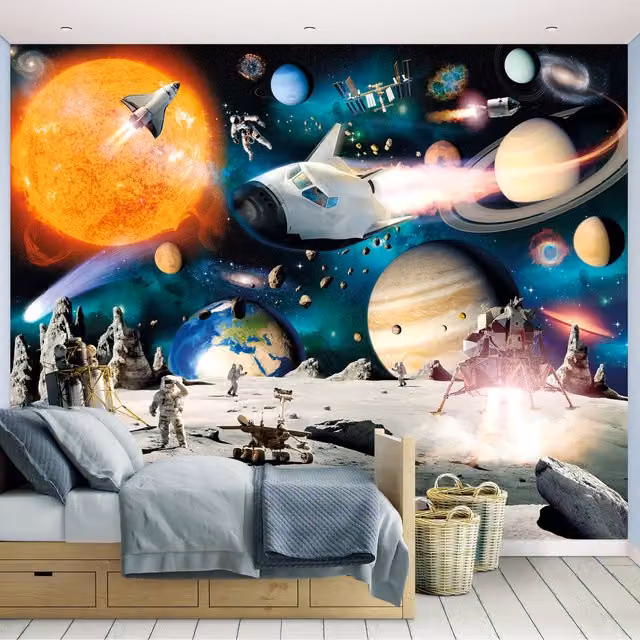 Walltastic Space Adventure Wall Mural in Multicolour and Black