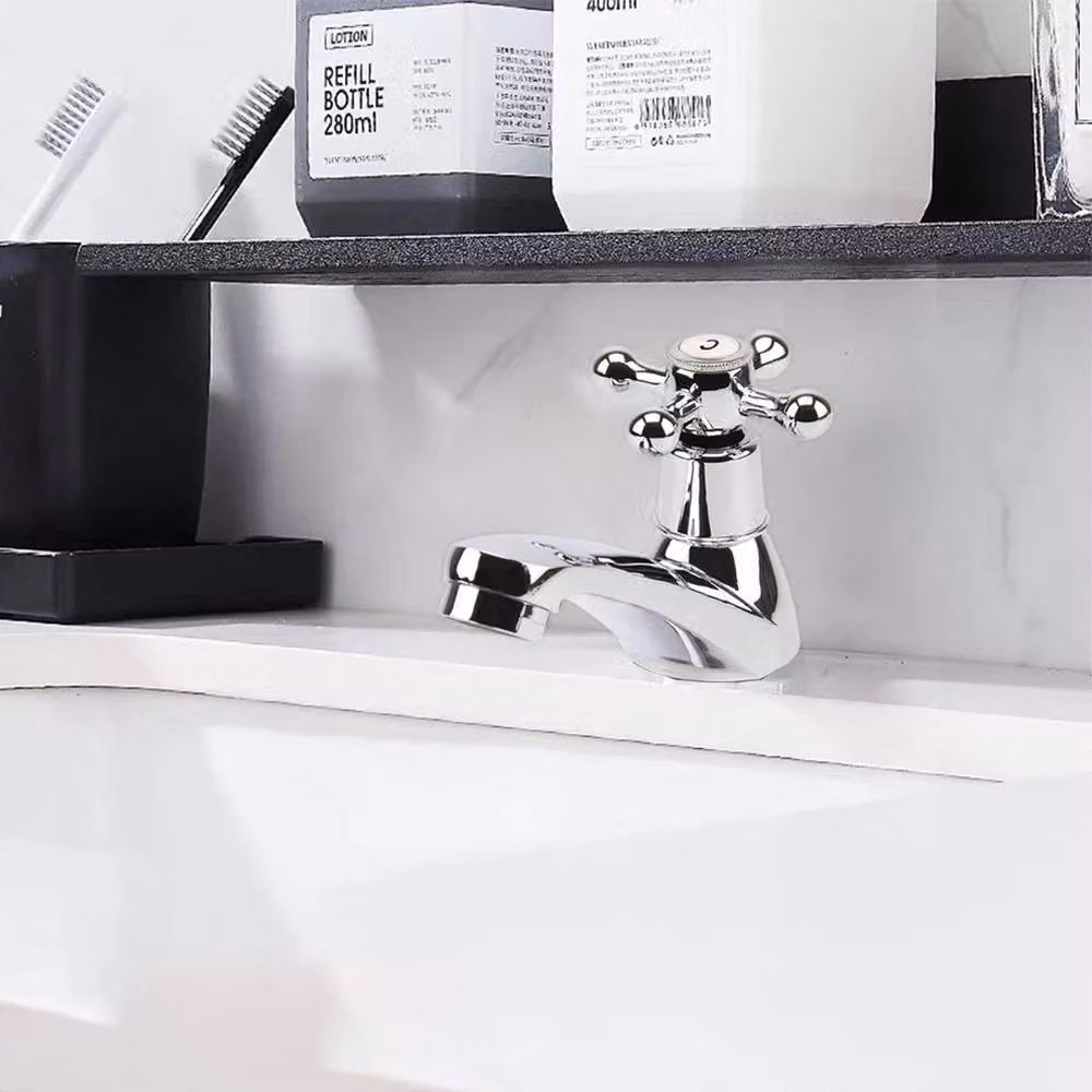 FLAVORA Set of 2 Traditional Brass Bathroom Basin Sinks in Silver and Chrome, W: 1000 cm, D: 52 cm – 3