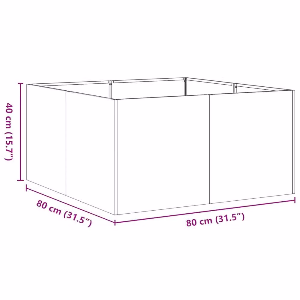 Berkfield Home Steel Planter Tub in Anthracite Grey, W/D/H: 80 x 80 x 40 cm – 5