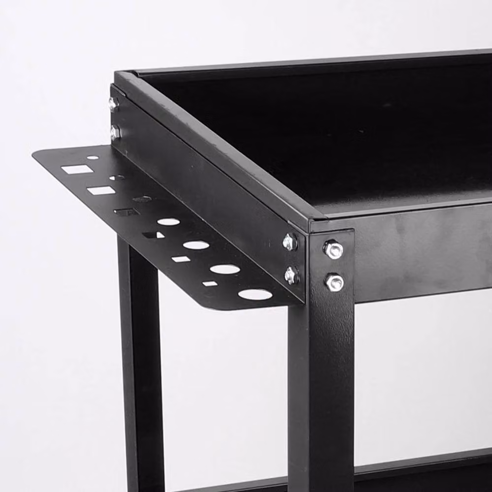 FLAVORA 3 Tier Heavy Duty Rolling Tool Cart Storage Trolley, Black, W/D/H: 50 x 50 x 50 cm – 4