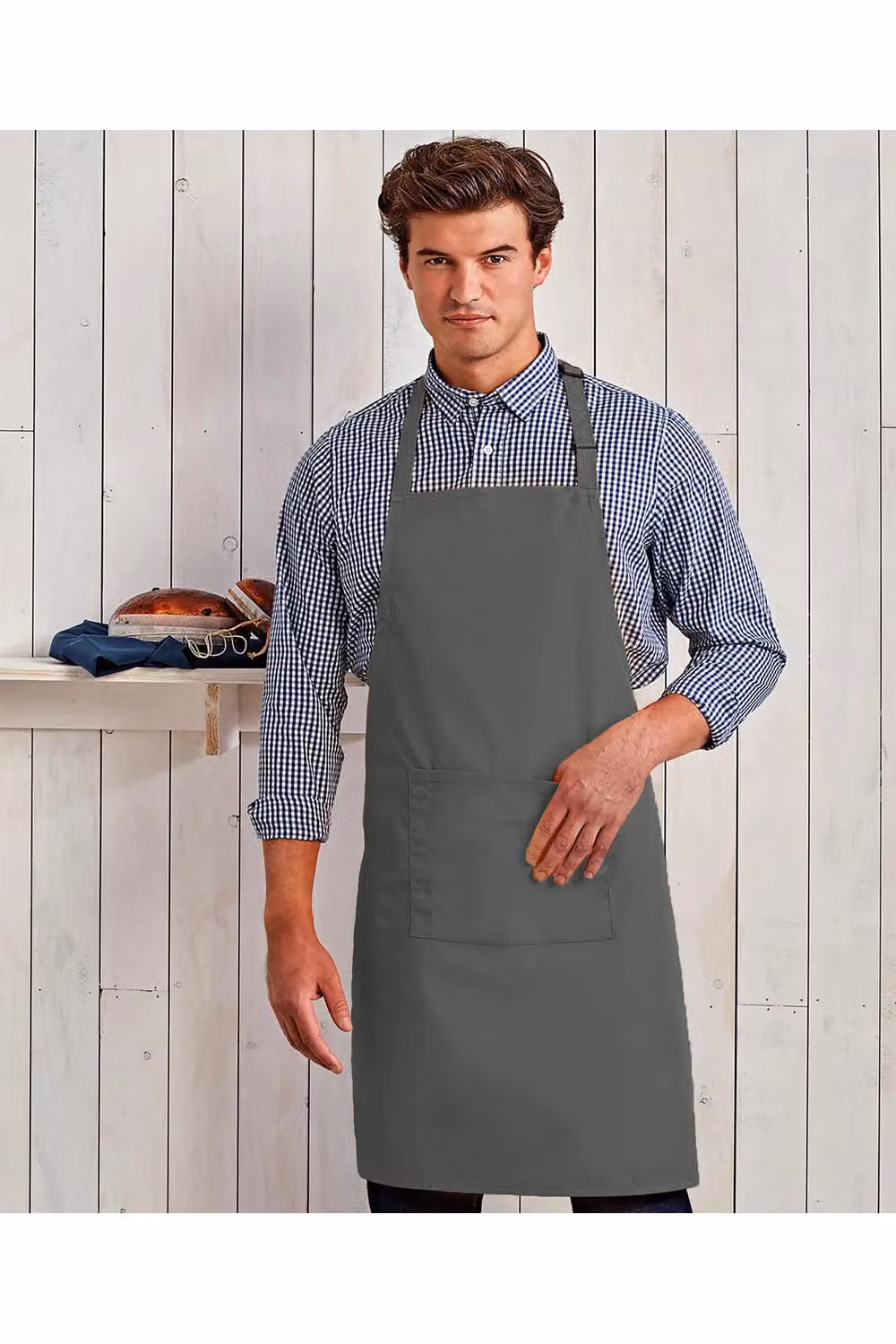 Premier Women's Bip Apron with Pocket in Grey – 2