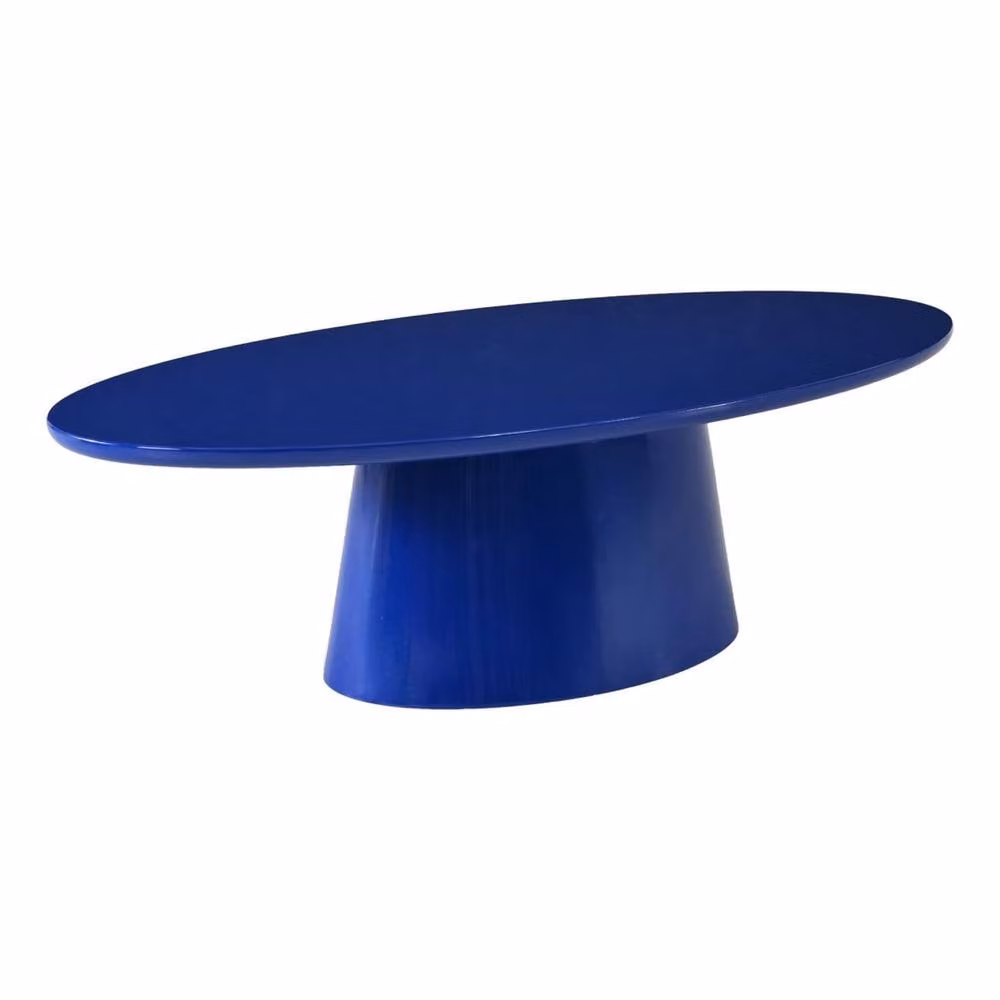 sweeek Oval Coffee Table with Glossy Finish in Blue, W/D/H: 60 x 60 x 35 cm – 2
