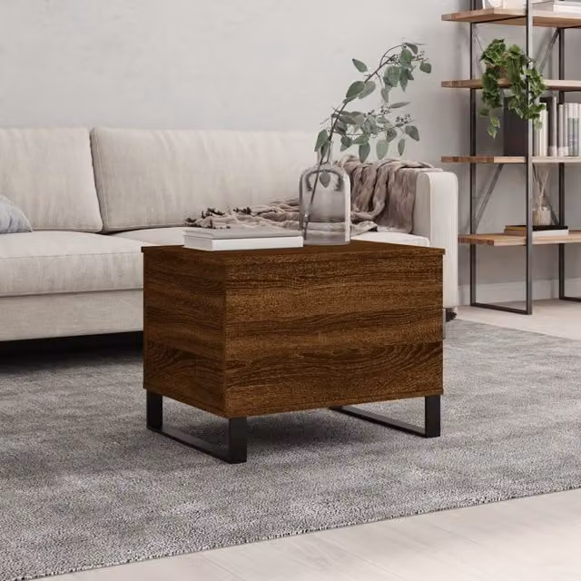Berkfield Home Modern Brown Oak Coffee Table with Lift Mechanism, W: 60 cm, D: 44.5 cm, H: 45 cm