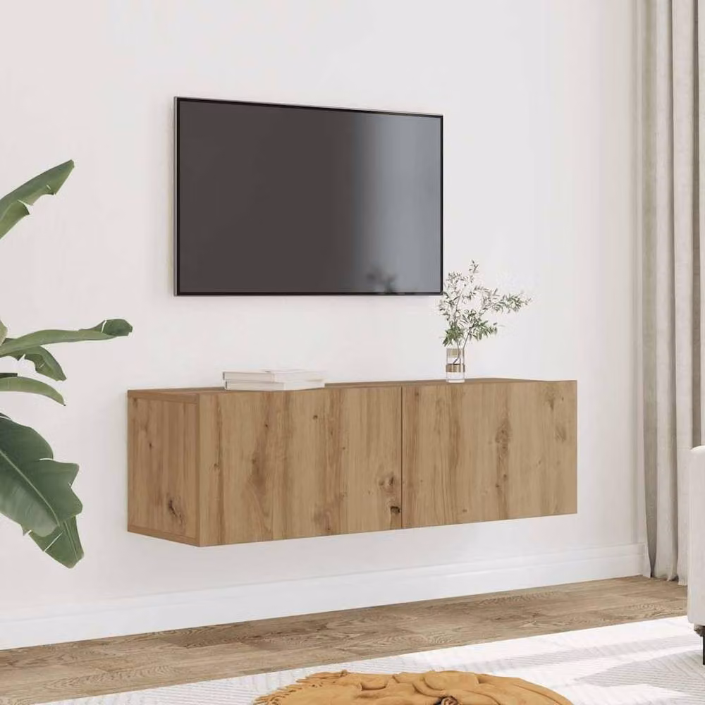 Berkfield Home Artisan Oak Wall-mounted TV Cabinets, 2 Pieces, Brown, W/D/H: 100 x 30 x 30 cm – 2