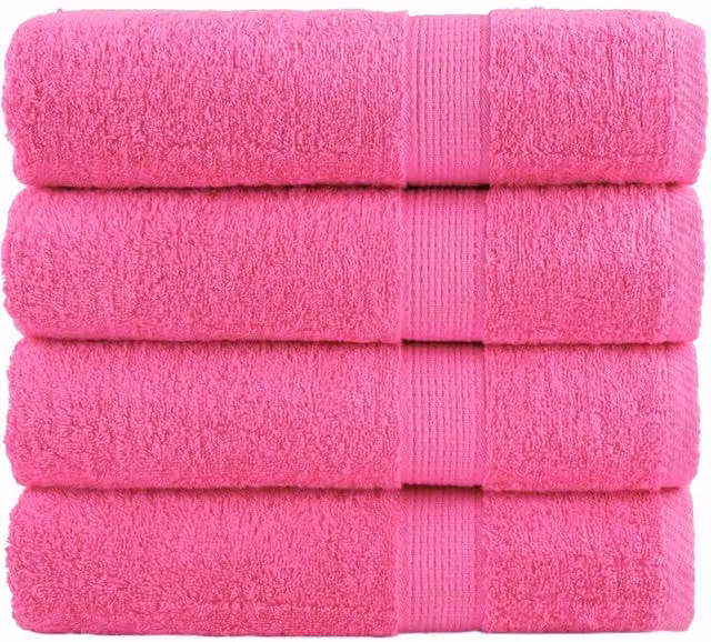 Berkfield Home SOLUND Premium Cotton Terry Hand Towels, Pink, 4 Pack, W: 50 cm, H: 100 cm, 600 gsm – 1