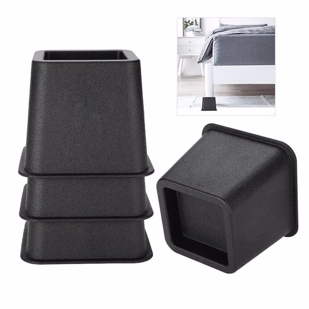 PAWNORA Black Plastic Bed Chair Risers Leg Lift Feet, 4 Pieces – 3